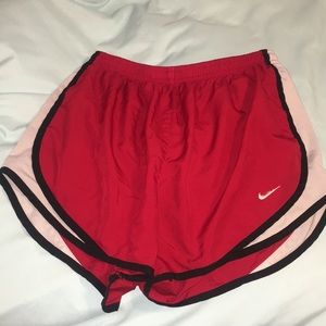 Red nike shorts